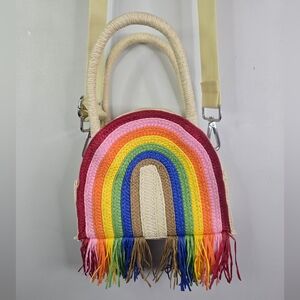Colorful Mini Rainbow Fringe Woven Crossbody Bag